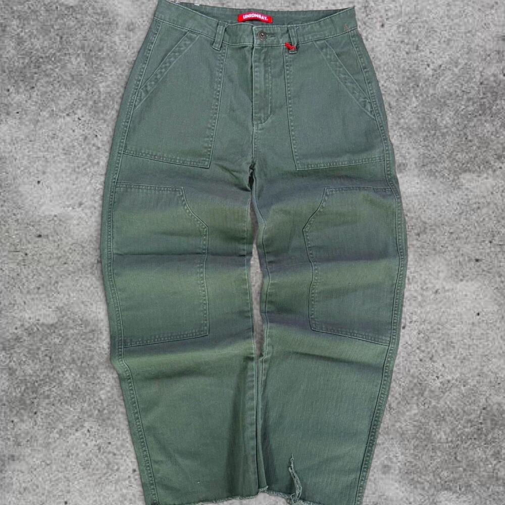 OG107 double knee Union Bay olive green trousers size 5, 27W pants military NWOT